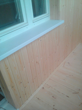 Наши работы Отделка балкона деревянной вагонкой