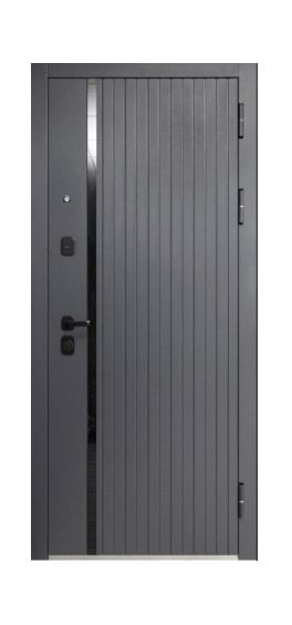 Входная дверь 10см 2 МДФ Букле Графит Зеркало Эмалит Белый - фото